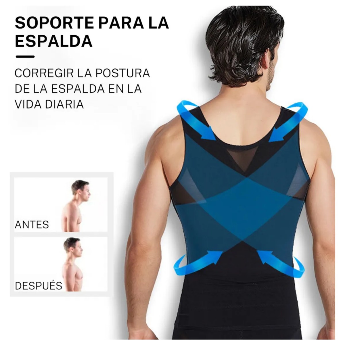 2pcs Ginecomastia Camisa Hombres Adelgazamiento Pecho Talla XL Negro/Blanco image number null