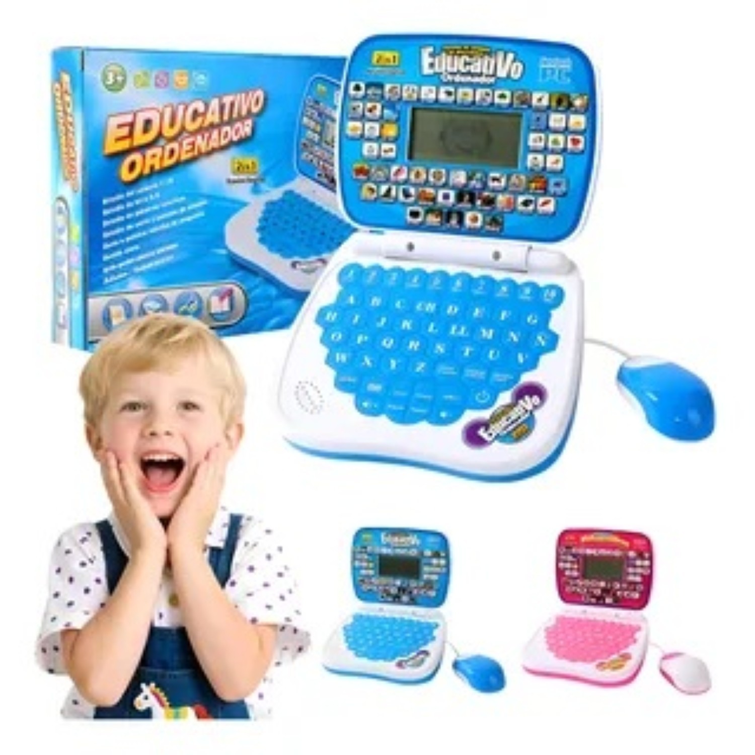 Computadora Laptop De Juguete Aprendizaje Biling&uuml;e Para Ni&ntilde;o Azul image number null