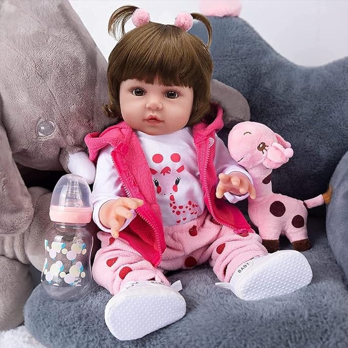 A VOICEPTT Beb&eacute; Reborn Mu&ntilde;eca Simulado Cuerpo Silicona Algod&oacute;n, Reborn Baby Silicone de Juguete 47cm. image number null