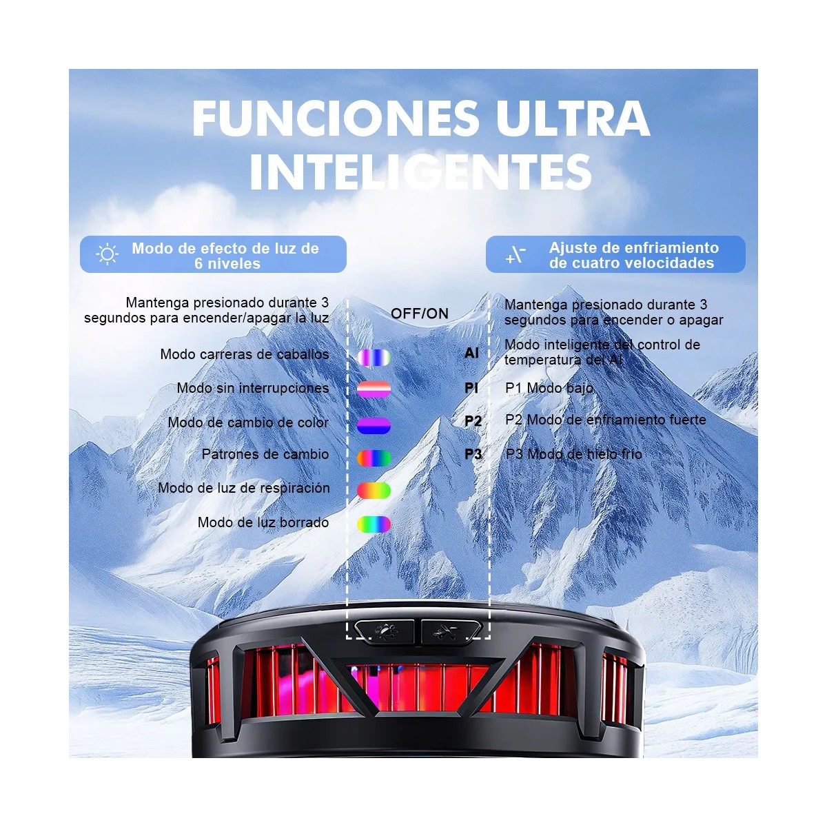 Ventilador Enfriador Magn&eacute;tico RGB Para Tel&eacute;fono Celular image number null