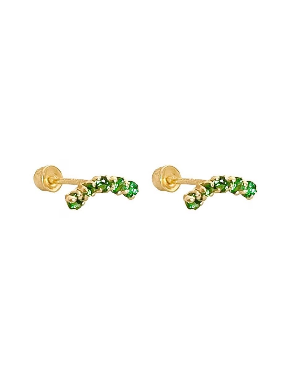 Broquel de Zirconias Verdes en Oro de 10k + Obsequio y Empaque de Regalo image number null