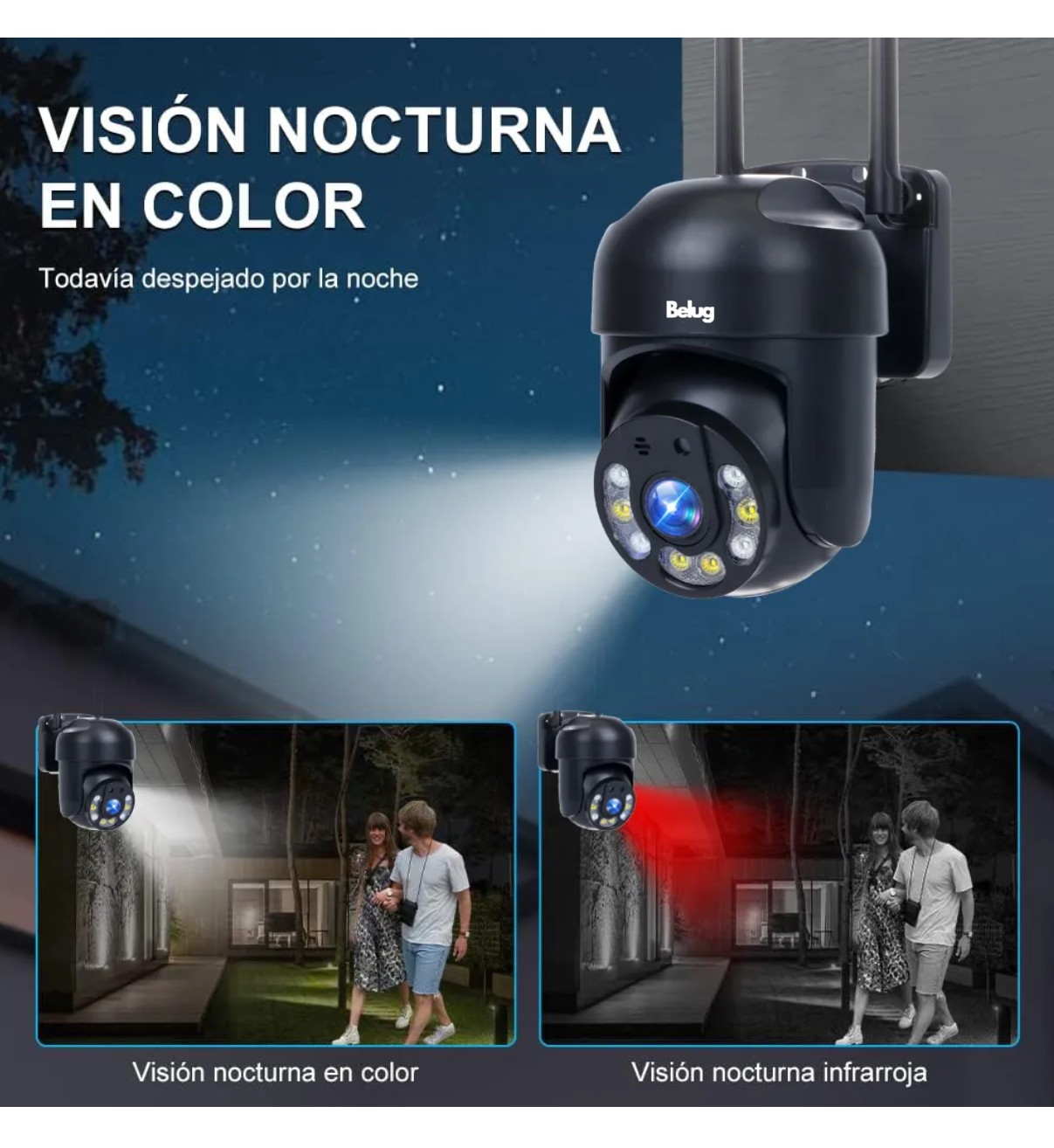 4mp Hd C&aacute;mara De Seguridad Wifi Exterior Detecci&oacute;n Humana Belug Negro image number null