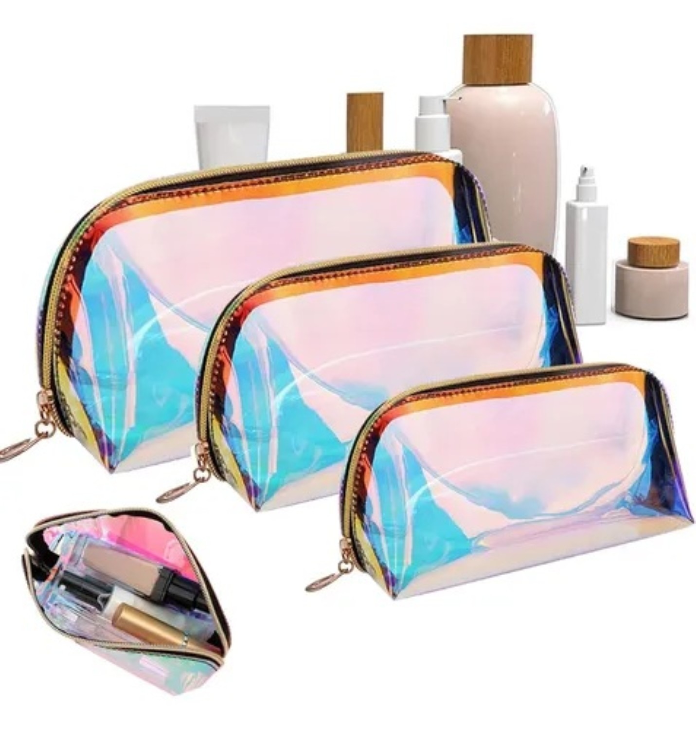 Neceser Cosmetiquera Bolsa 3pcs Kit De Viaje Port&aacute;til Mujer Tornasol image number null