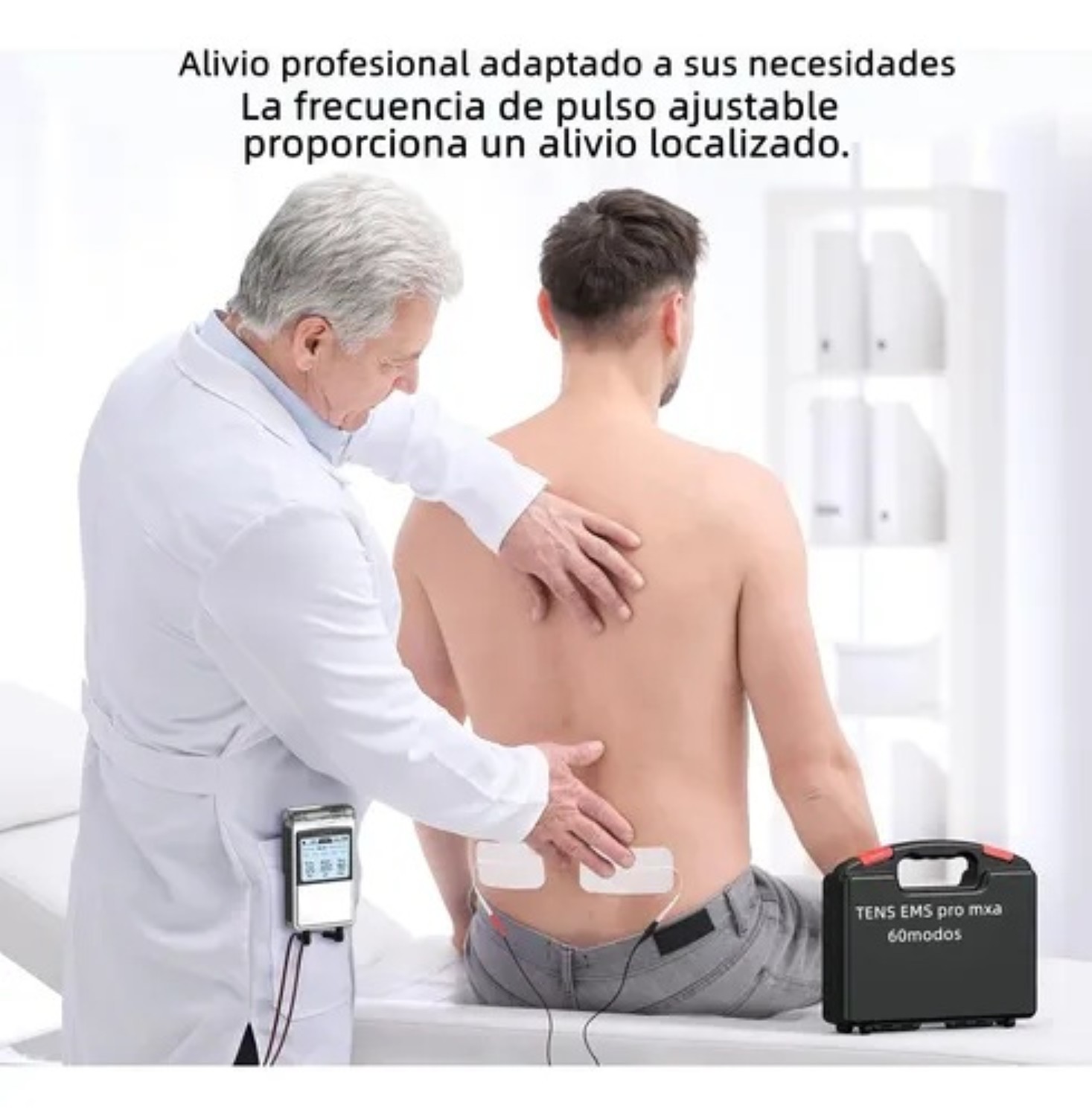 Electroestimulador Muscular 4 Canales 48 Modos 8pad Plata Negro image number null