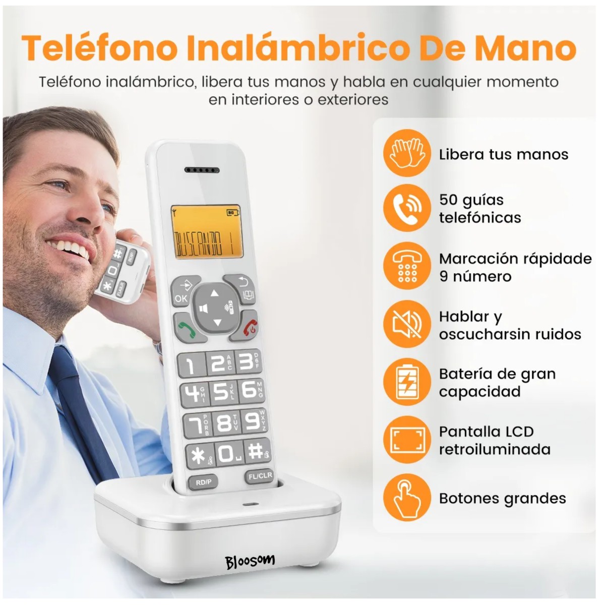 Tel&eacute;fonos Fijos Al&aacute;mbrico Casa Oficina Hotel Lcd Blanco image number null