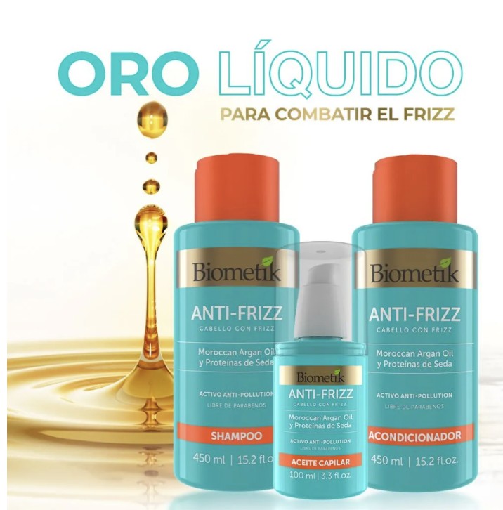 Biometik Kit Antifrizz 3 En 1 Shampoo+acondicionador+aceite image number null