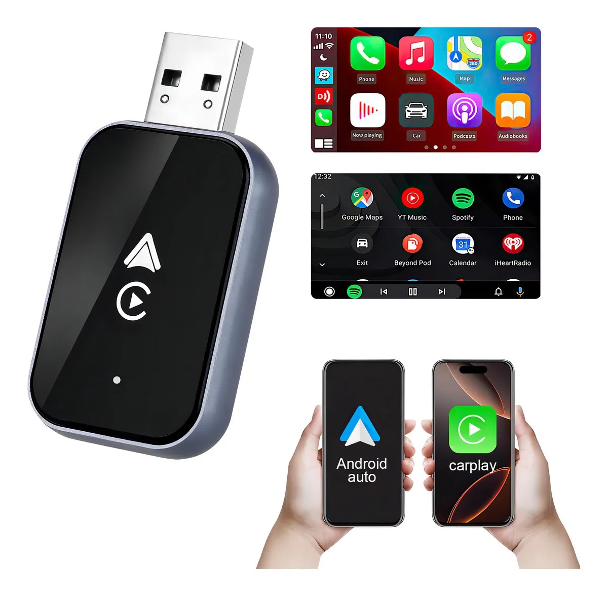 Adaptador Inalambrico CarPlay Universal para Auto Compatible con IPhone y Android Control Estable Plug and Play image number null