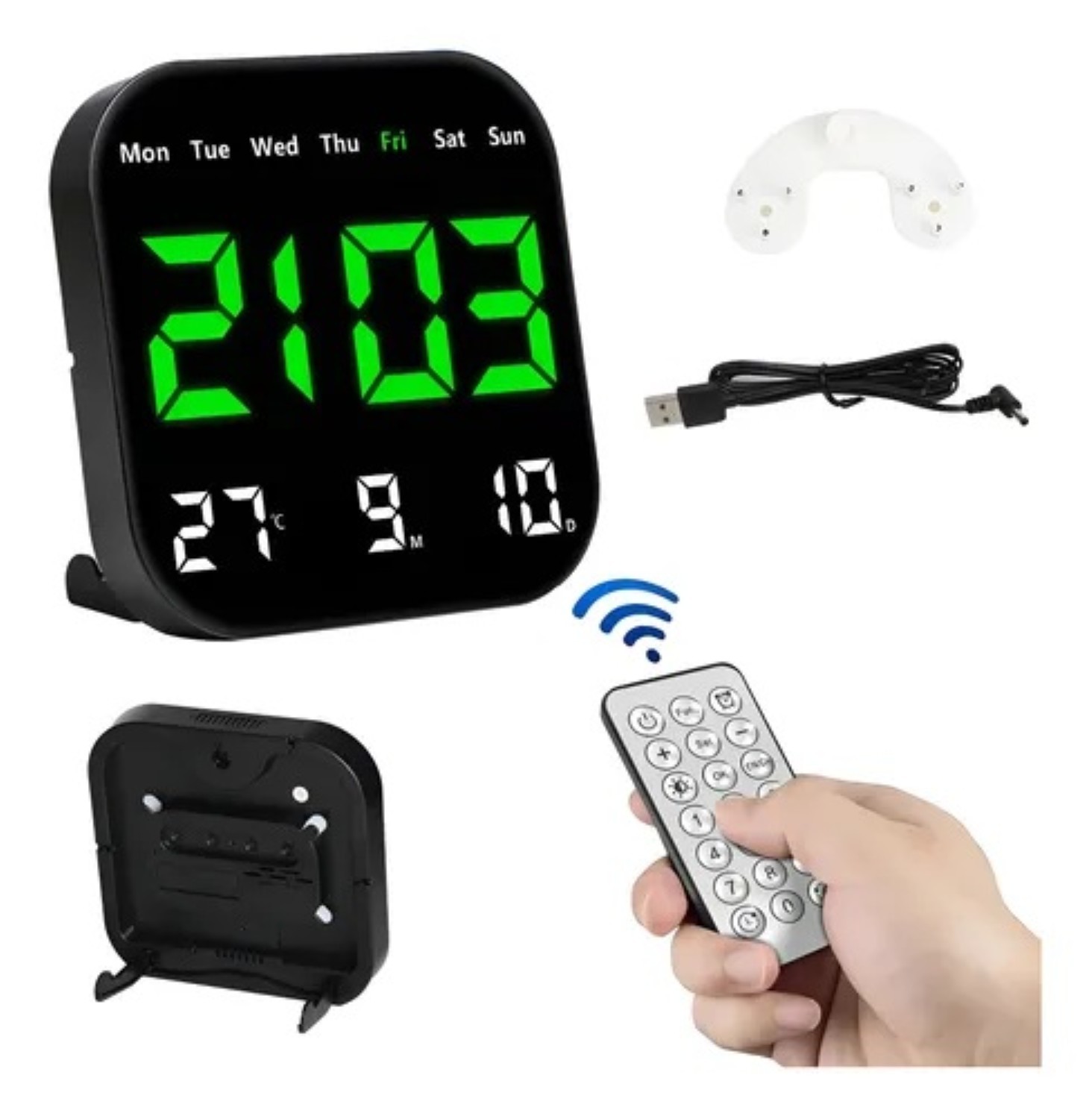 Reloj De Pared Digital Con Fecha Temperatura Semana Alarmas image number null
