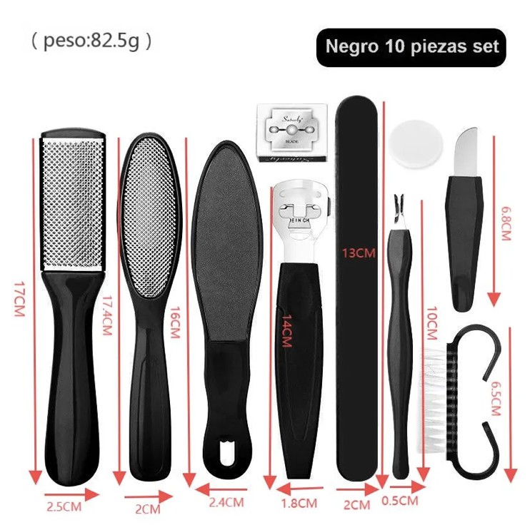 Savefree 10pcs Corta Cuticula Profesional Negro Lima para Pies Doble Superficie image number null