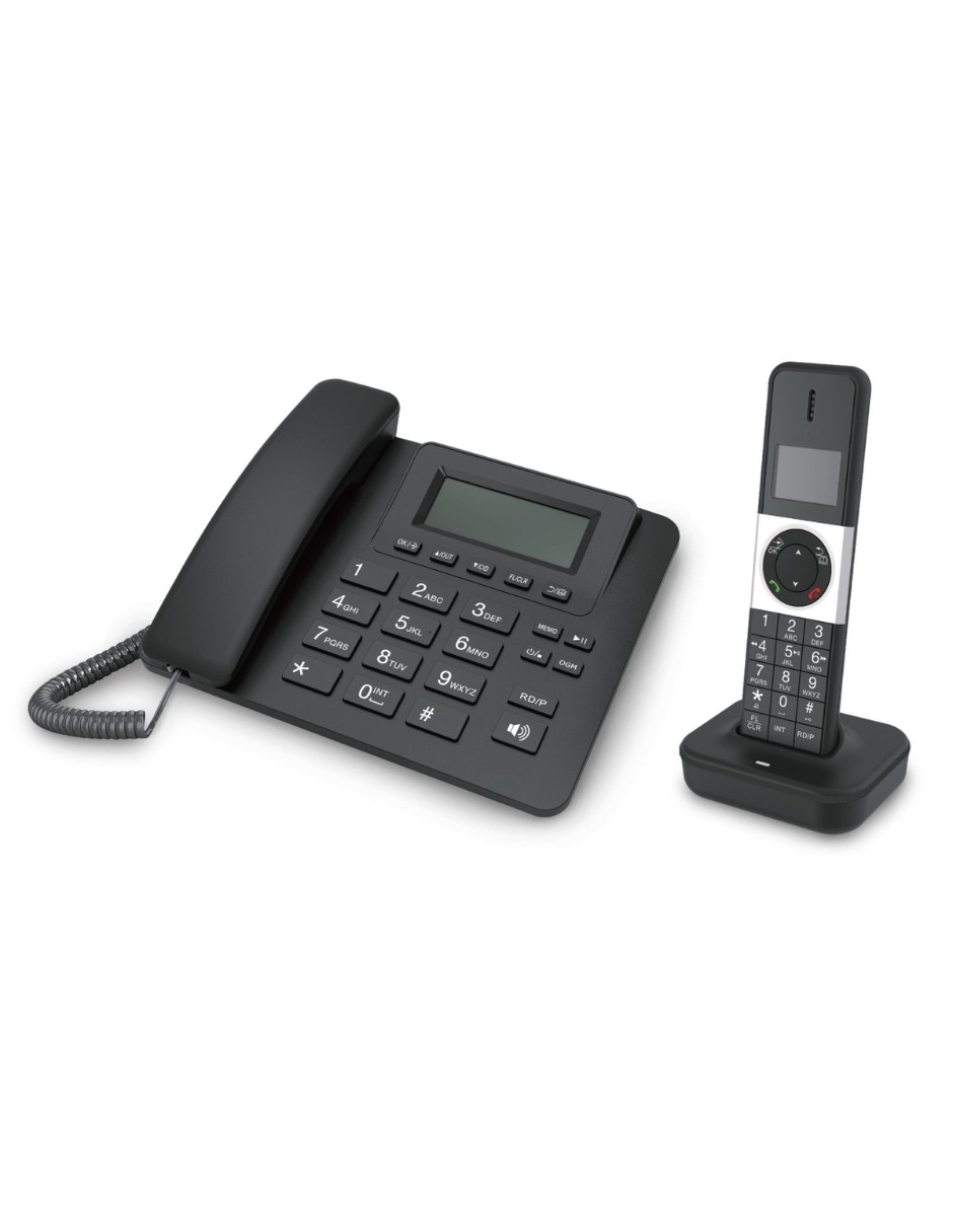Tel&eacute;fono Fijo + Inal&aacute;mbrico Negro | Identificaci&oacute;n de Llamadas y Alta Durabilidad image number null