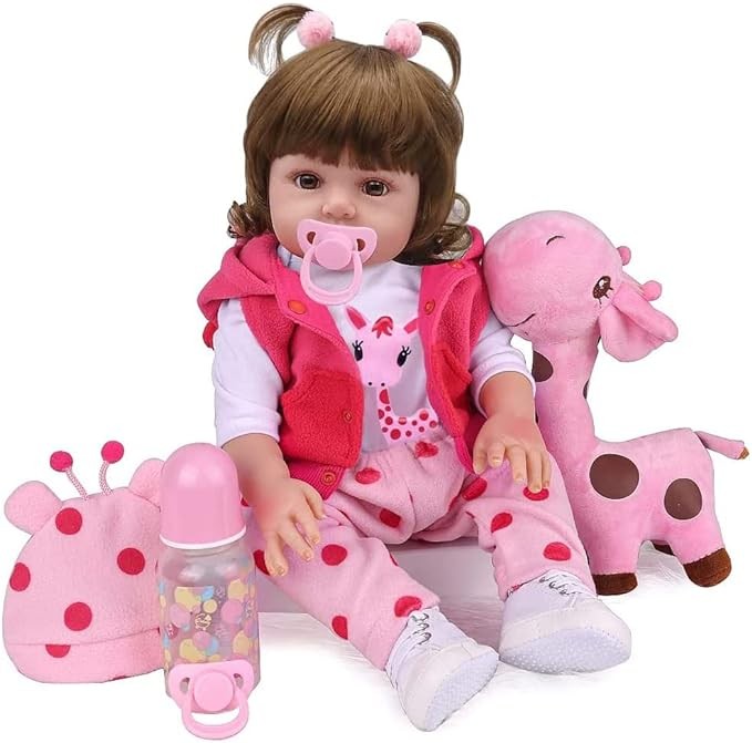 A VOICEPTT Beb&eacute; Reborn Mu&ntilde;eca Simulado Cuerpo Silicona Algod&oacute;n, Reborn Baby Silicone de Juguete 47cm. image number null