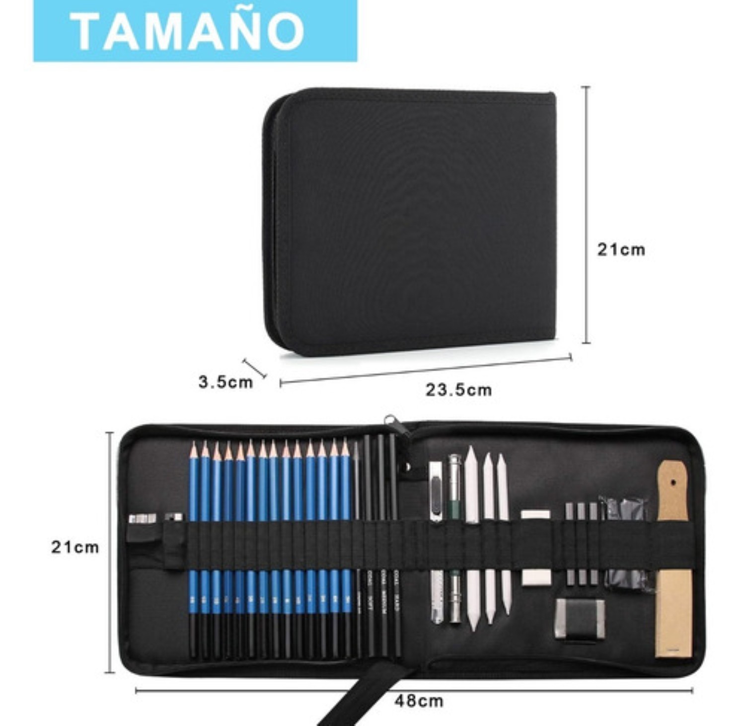 Kit 35 Piezas Profesional De Dibujo Con L&aacute;pices Hb image number null