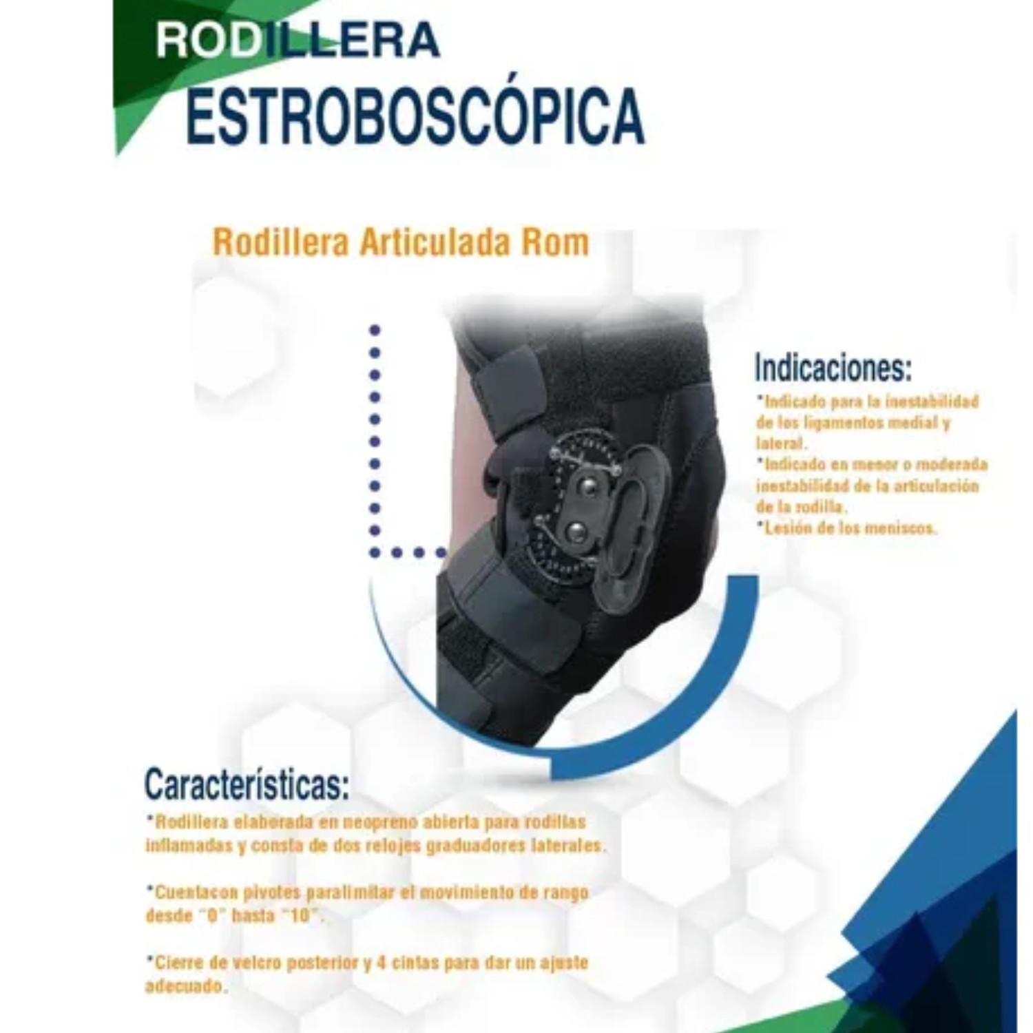 Rodillera Articulada Rom Post Operatoria Graduada Ajustable image number null