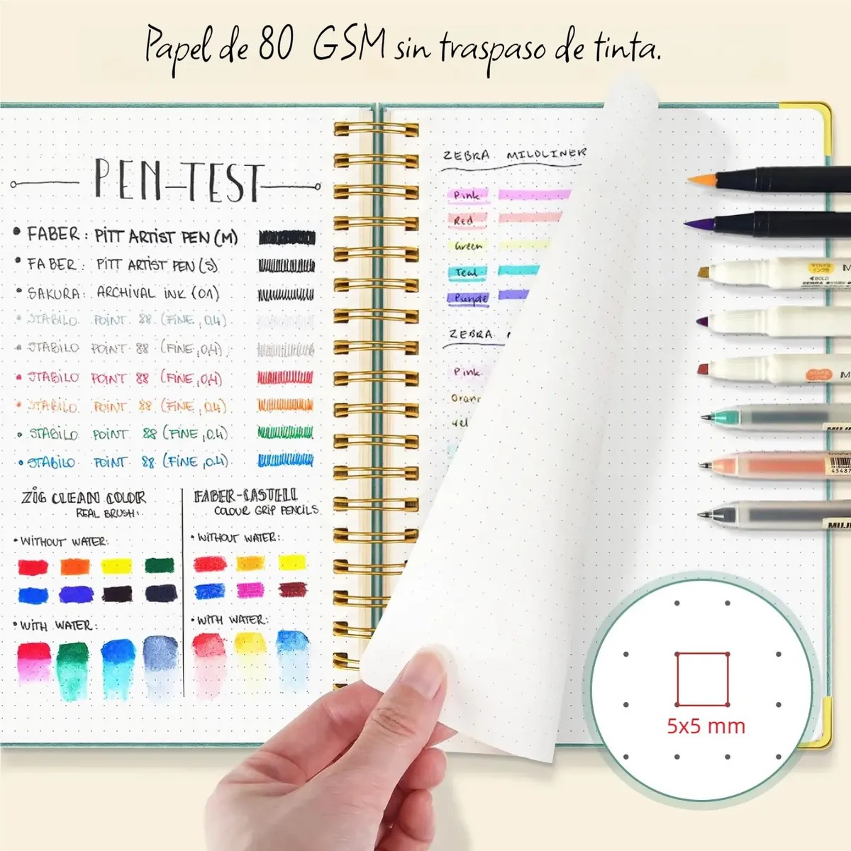Cuaderno Profesional Libreta Universitaria Color Puntos Rosas image number null