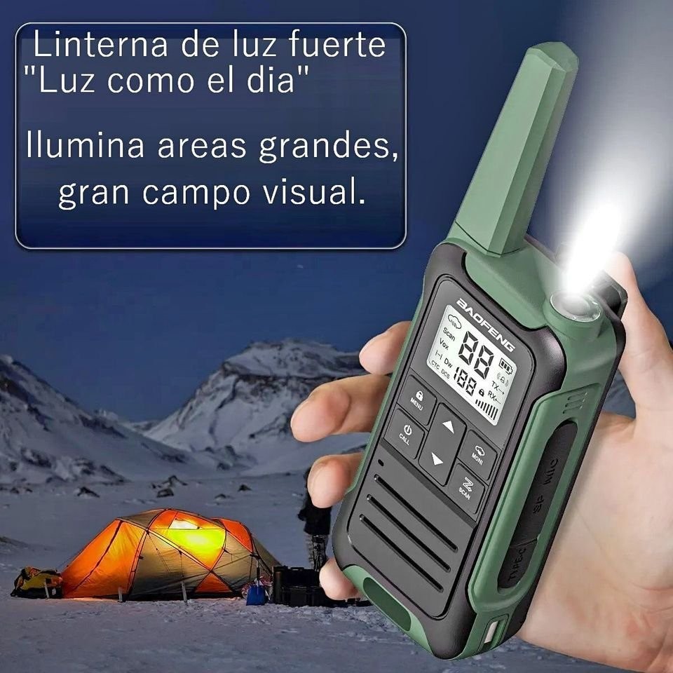 Walkie talkie Radio azul bidireccional tipo C recargable viaje Camping antena juego seguridad image number null