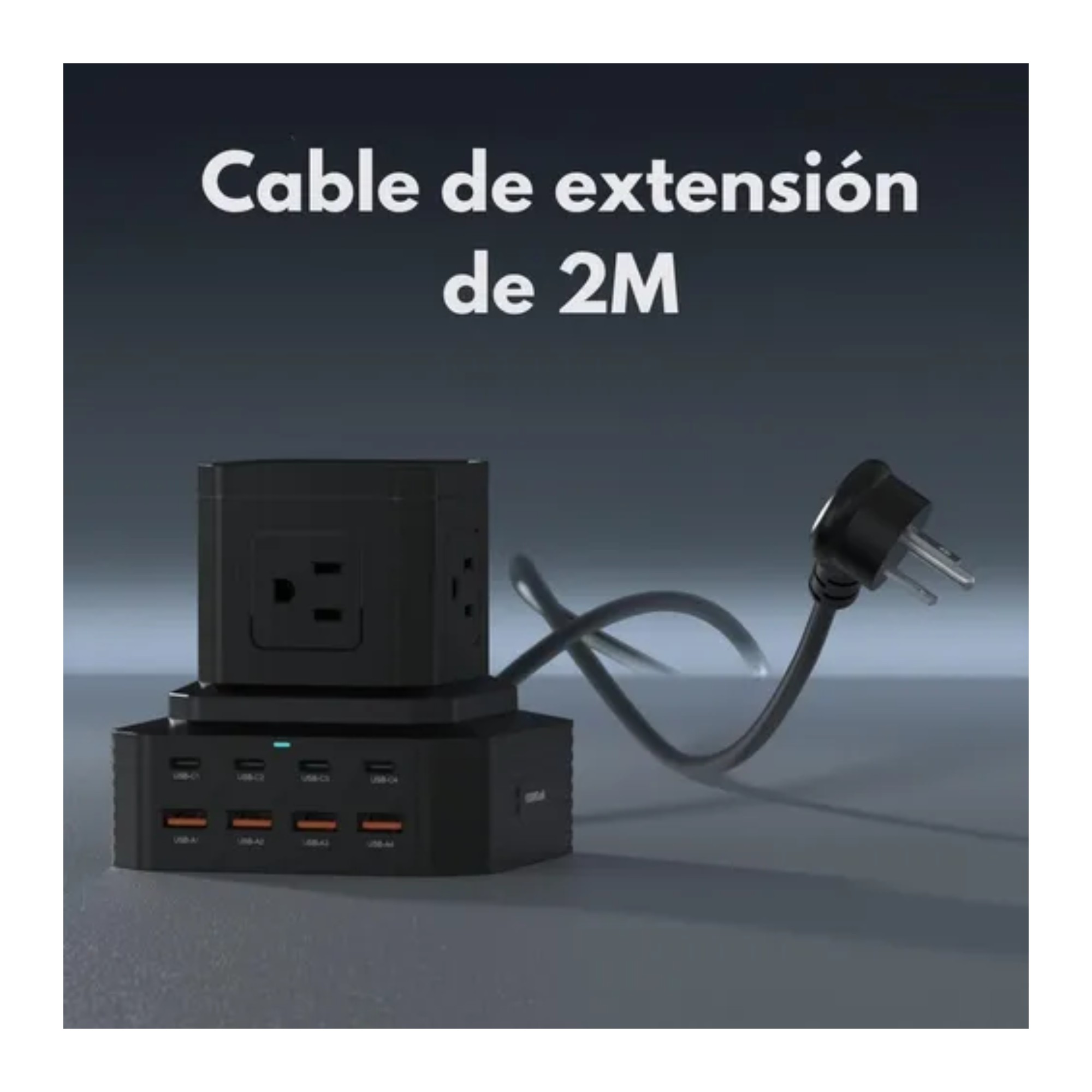 Regleta Vertical Torre Enchufe Estaci&oacute;n De Carga Usb C Color Negro Carga de Multiples Dispositivos image number null