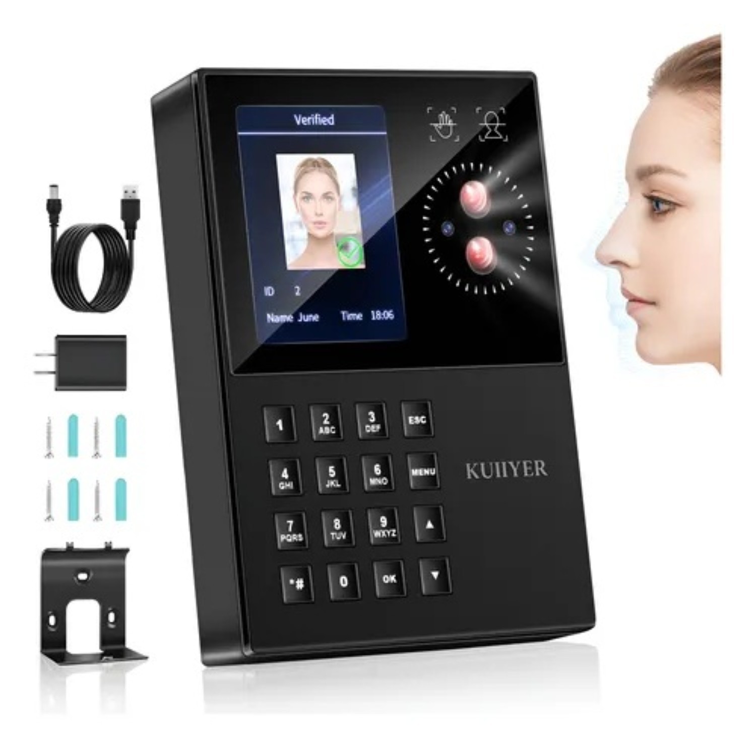 Reloj checador 3 en 1 con 12 idiomas negro image number null
