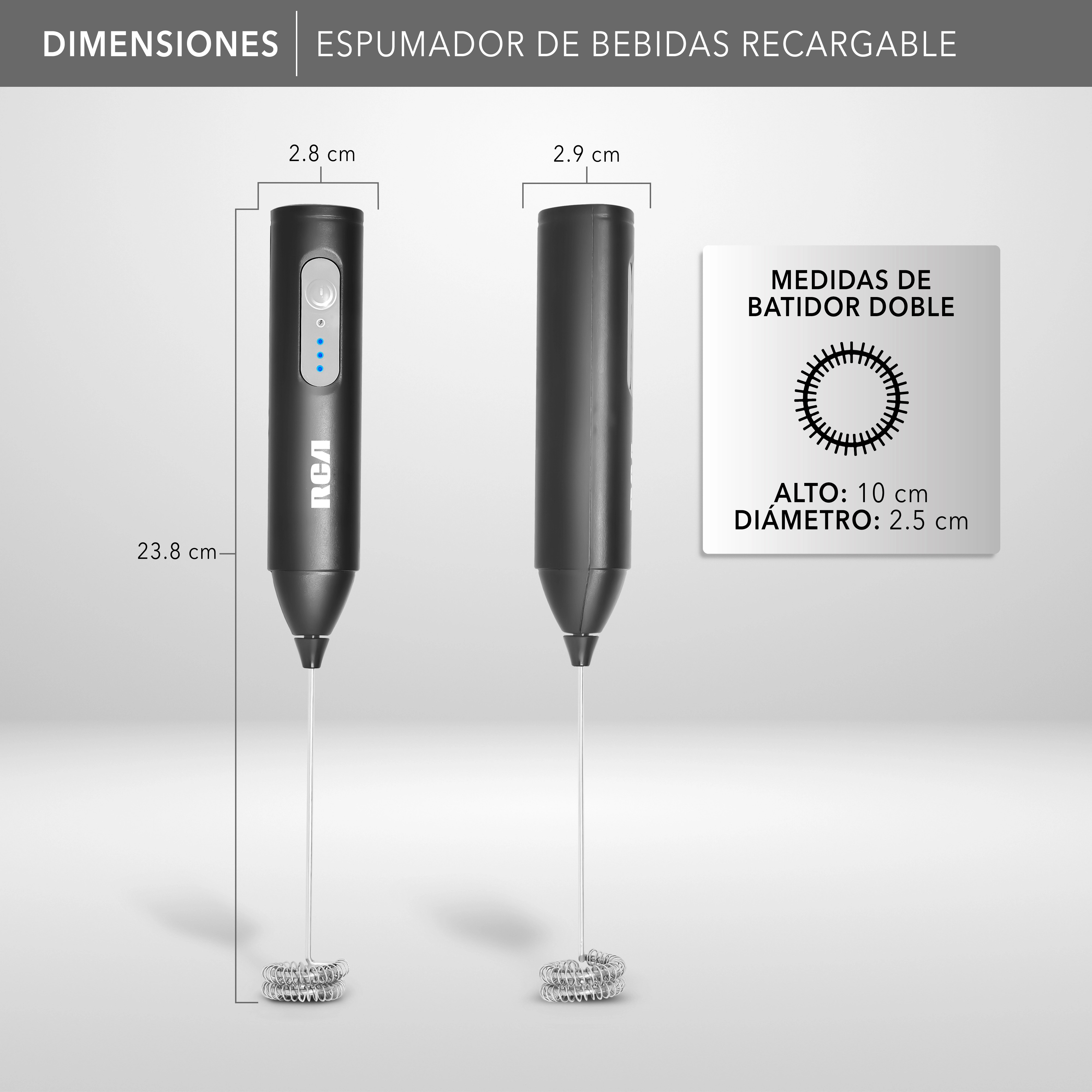 RCA Espumador de Leche El&eacute;ctrico Recargable RC-60 Port&aacute;til de Acero Inoxidable. image number null