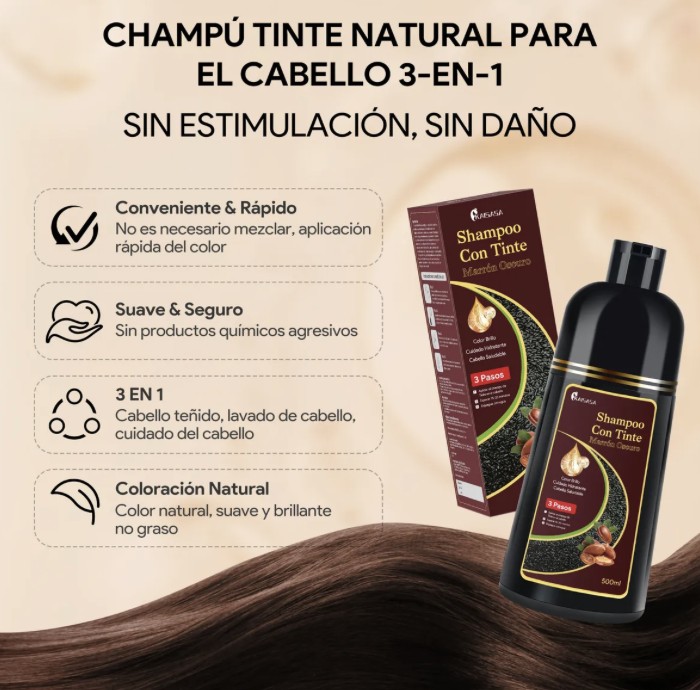 Shampoo Con Aceite De Arg&aacute;n Tinte Cubre Canas 2 Pzs image number null
