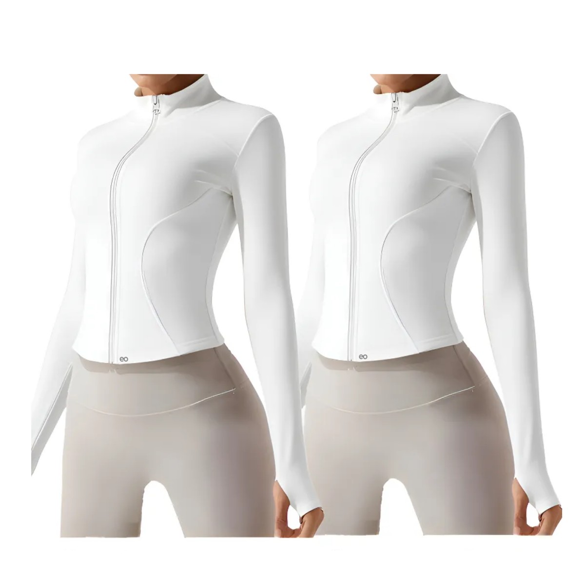 2pcs Playera Ropa Deportiva Mujer Licra Manga Blanco/ BlancoTalla:M image number null