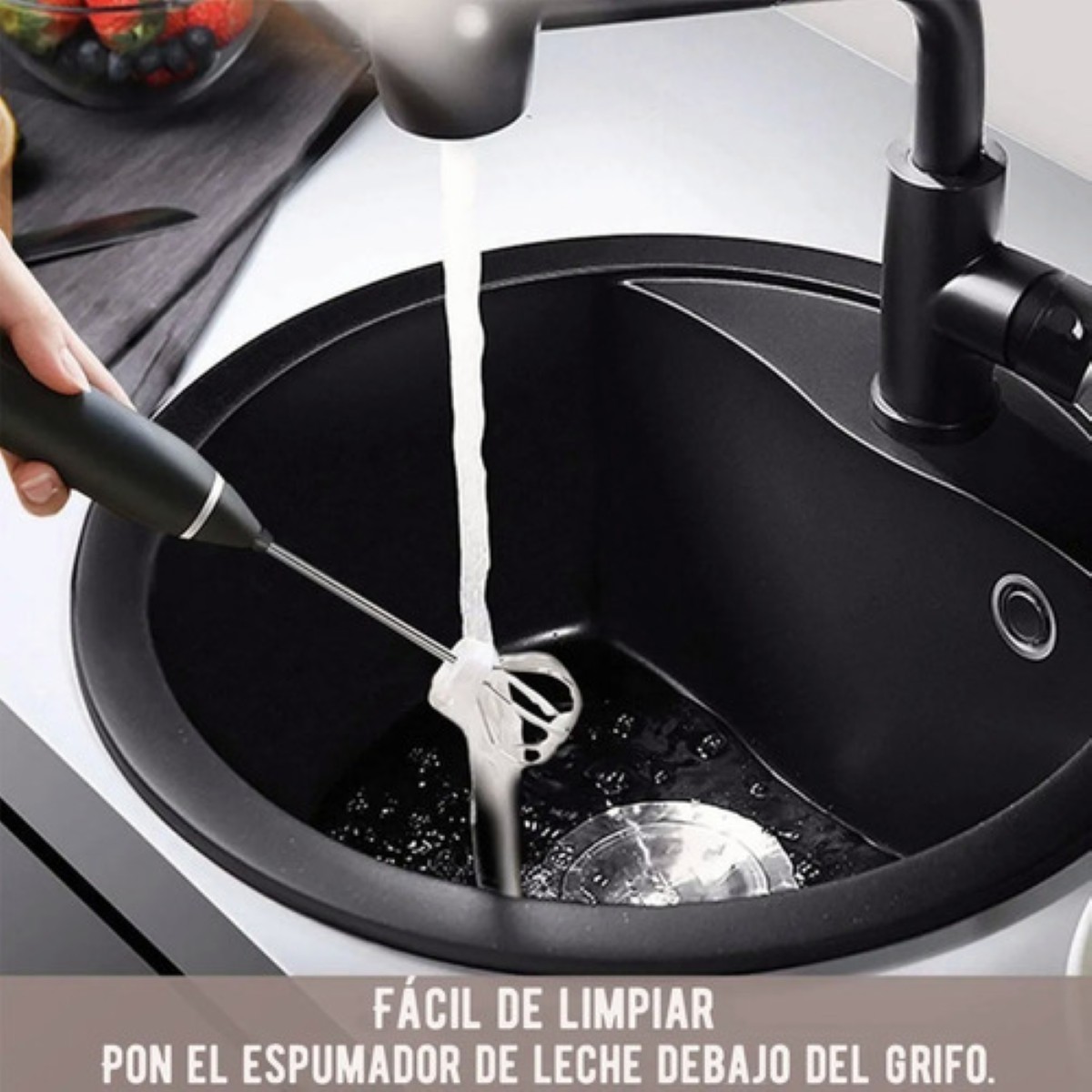 Batidores Electrico Leche De Caf&eacute; Espumador,3 Velocidades Negro image number null