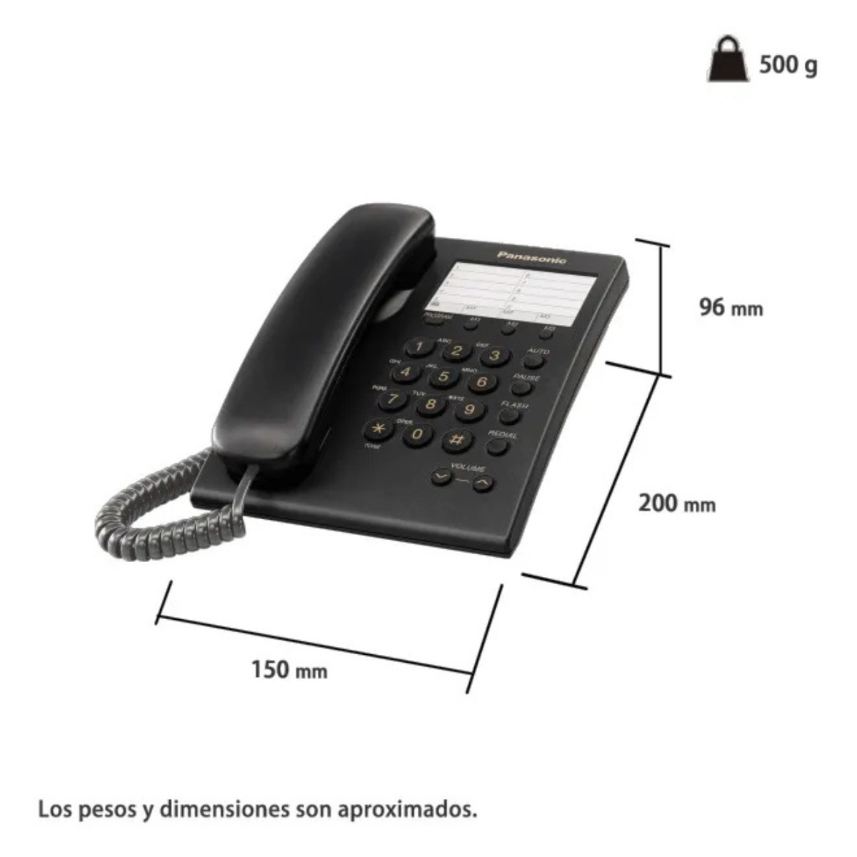 Combo 2 Piezas Tel&eacute;fono Fijo Panasonic KX-TS550MEB Negro con 10 Teclas de Marcaci&oacute;n R&aacute;pida, Montaje en Pared y Remarcado image number null