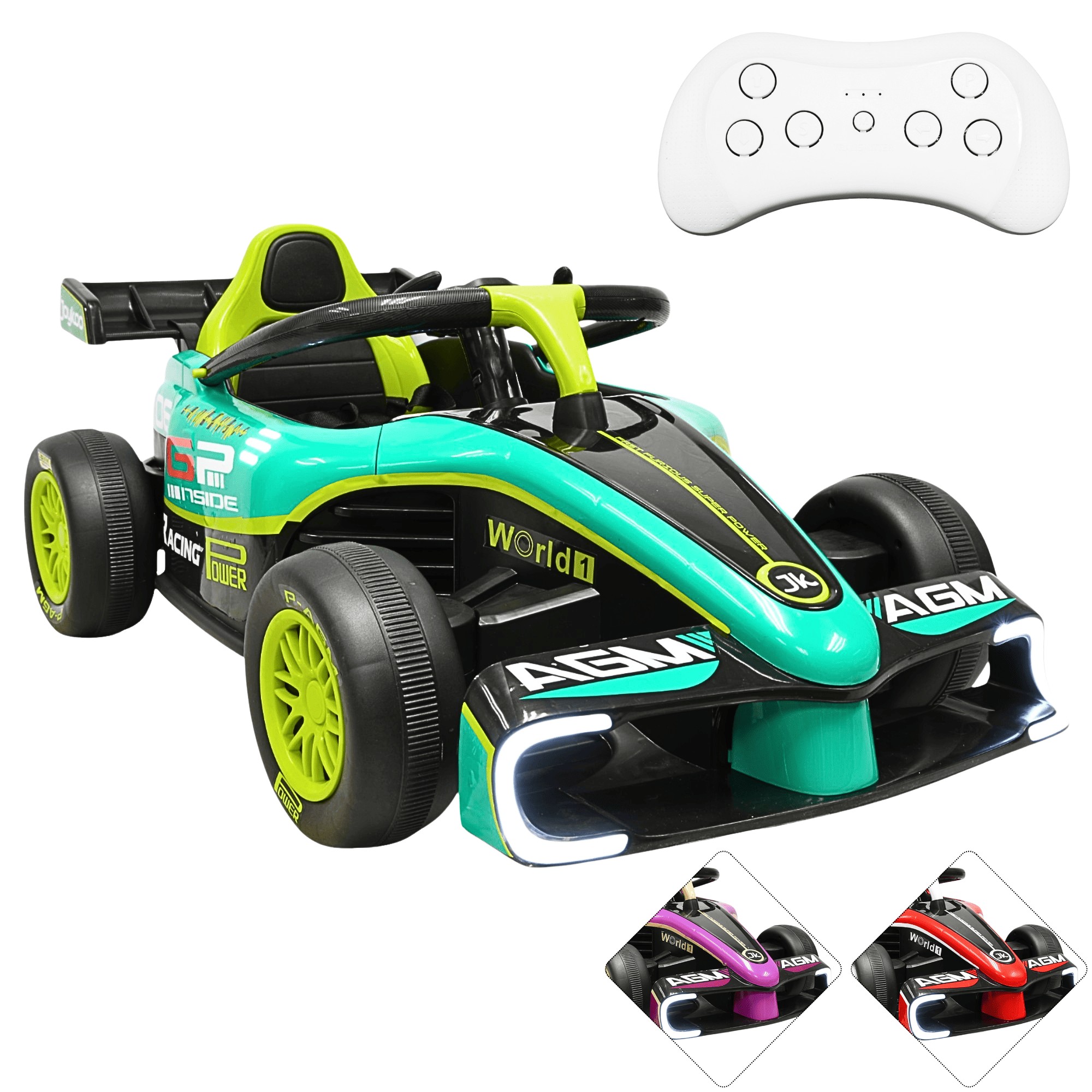 Montable Electrico para Ni&ntilde;os Carro de Carreras Bluetooth Control Remoto Bater&iacute;a 12v Apto a Partir de 3 A&ntilde;os - Verde image number null