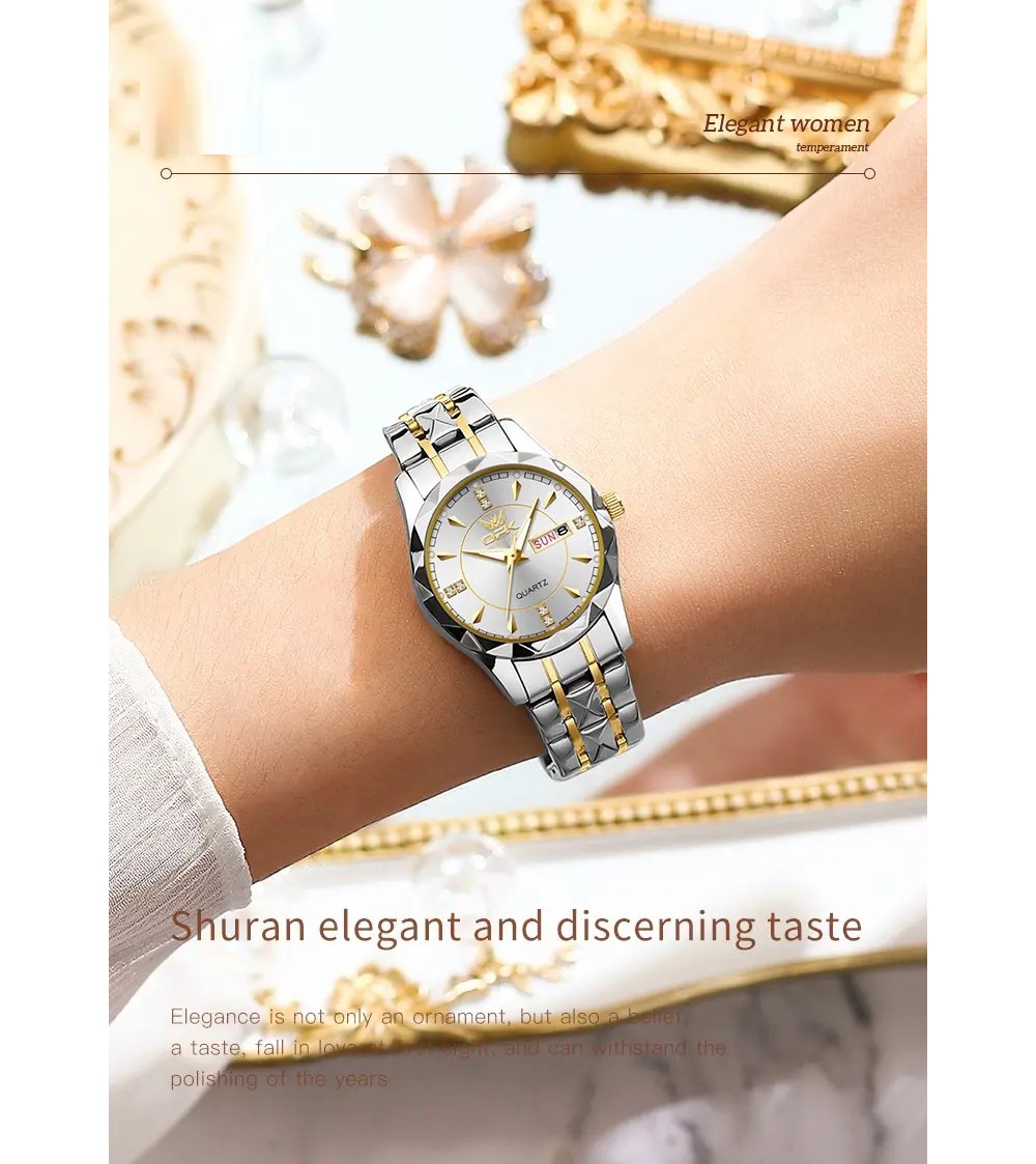 Reloj De Pulsera Empresarial Cuarzo Con Calendario Mujer plata image number null