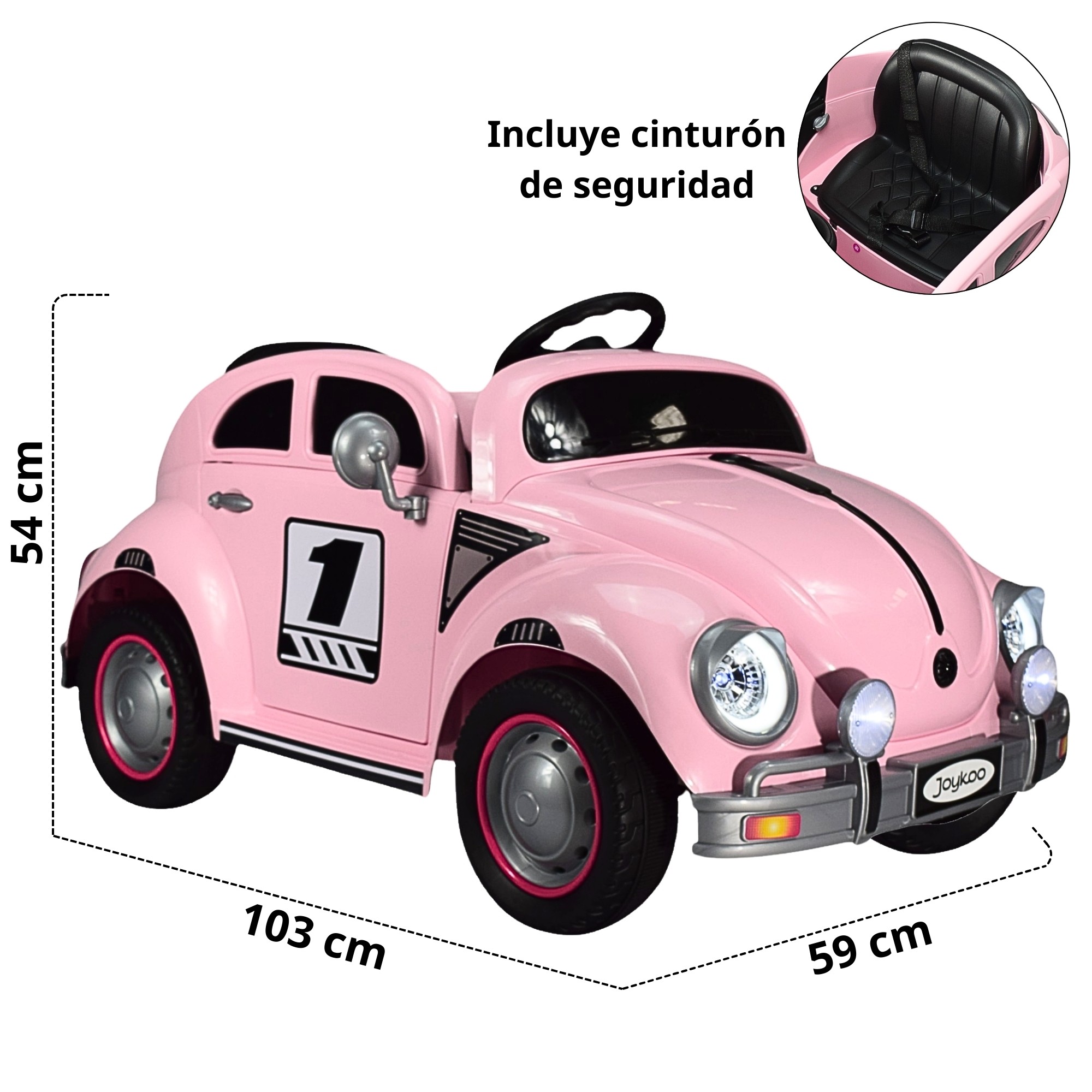 Montable para Ni&ntilde;os Vocho Electrico Control Remoto luz 12V - ROSA image number null