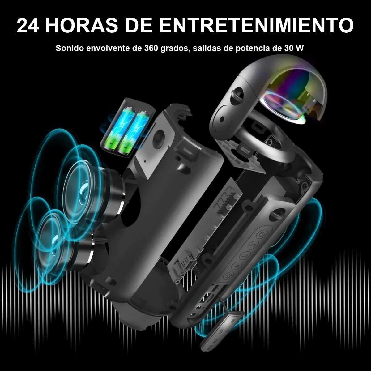 Bocina Bluetooth Port&aacute;til Altavoz Impermeable Con Rgb Luces image number null