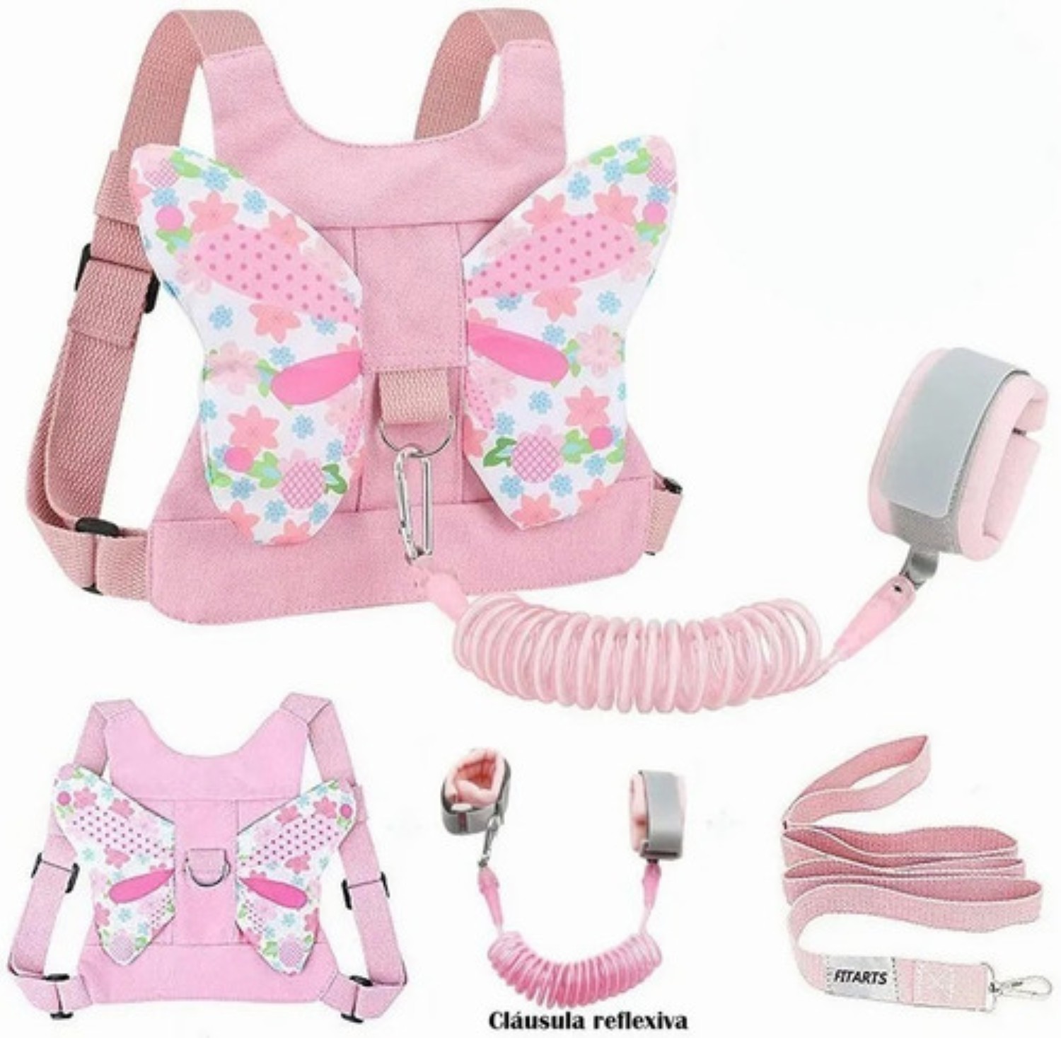 Arn&eacute;s De Seguridad Para Ni&ntilde;os Con Correa 3 En 1 Rodilleras Rosa image number null