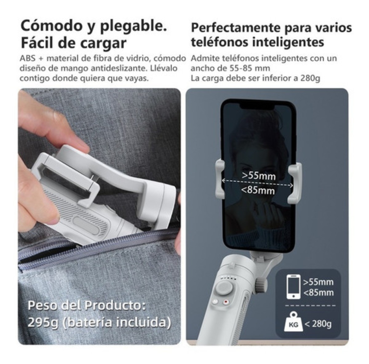 Estabilizador Gimbal 3 Ejes Plegable Para Celular Gris image number null