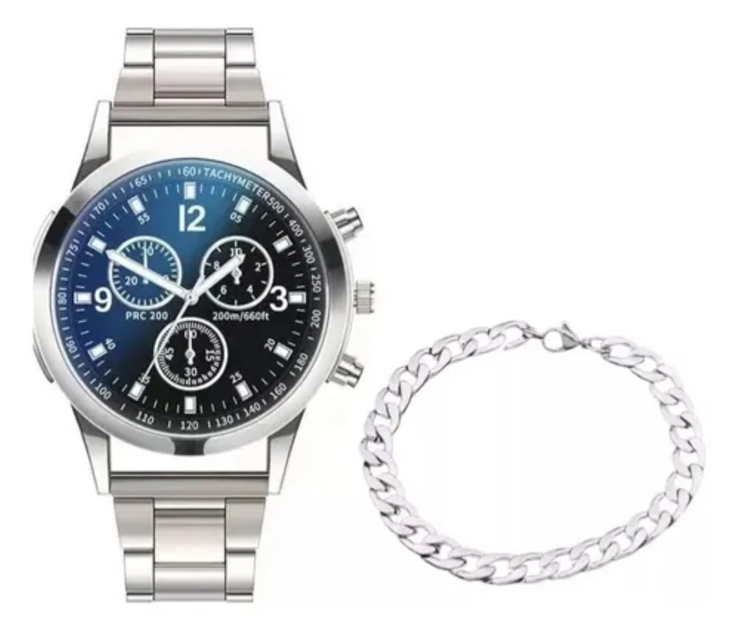 Relojes De Cuarzo Casuales Impermeables Para Hombre Plateado fondo azul image number null
