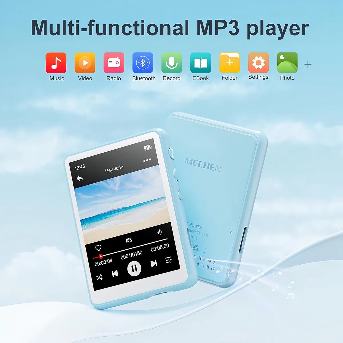 Reproductor MP3 MP4 Bluetooth HiFi 64GB Pantalla T&aacute;ctil Azul image number null