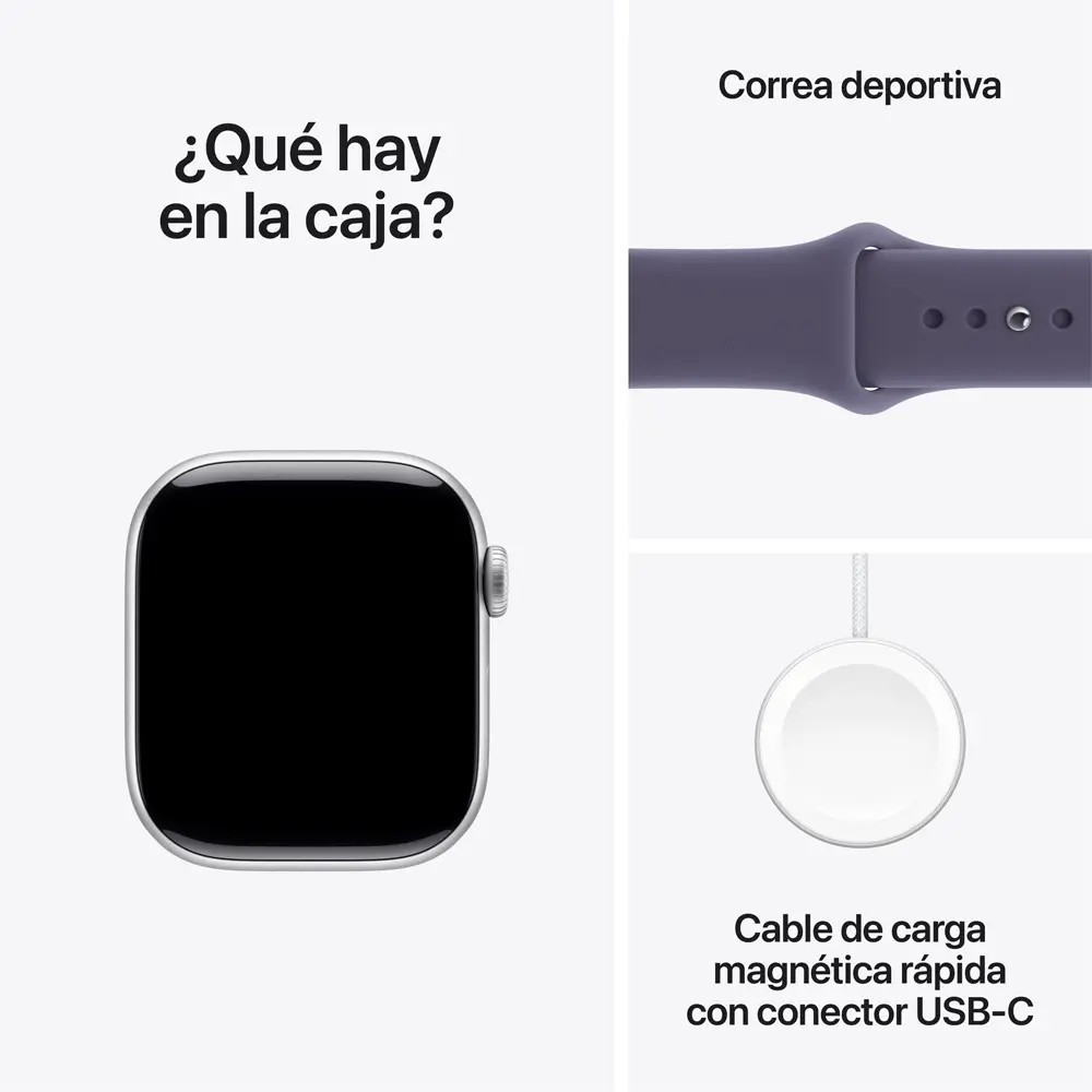 Apple Watch 11 GPS 46mm Plata + Correa Morado Niebla M/L image number null