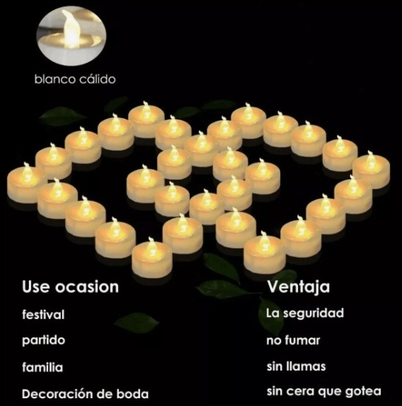 Velas de Luz Led Realistas Modelo Amarillo 50 Piezas image number null