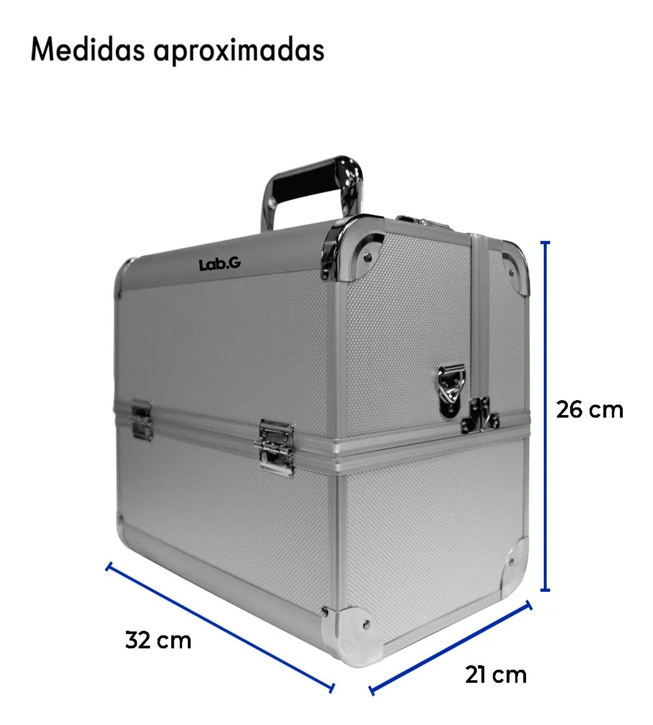 Neceser Malet&iacute;n Met&aacute;lico Reforzado Cosmetiquera Profesional Gris image number null