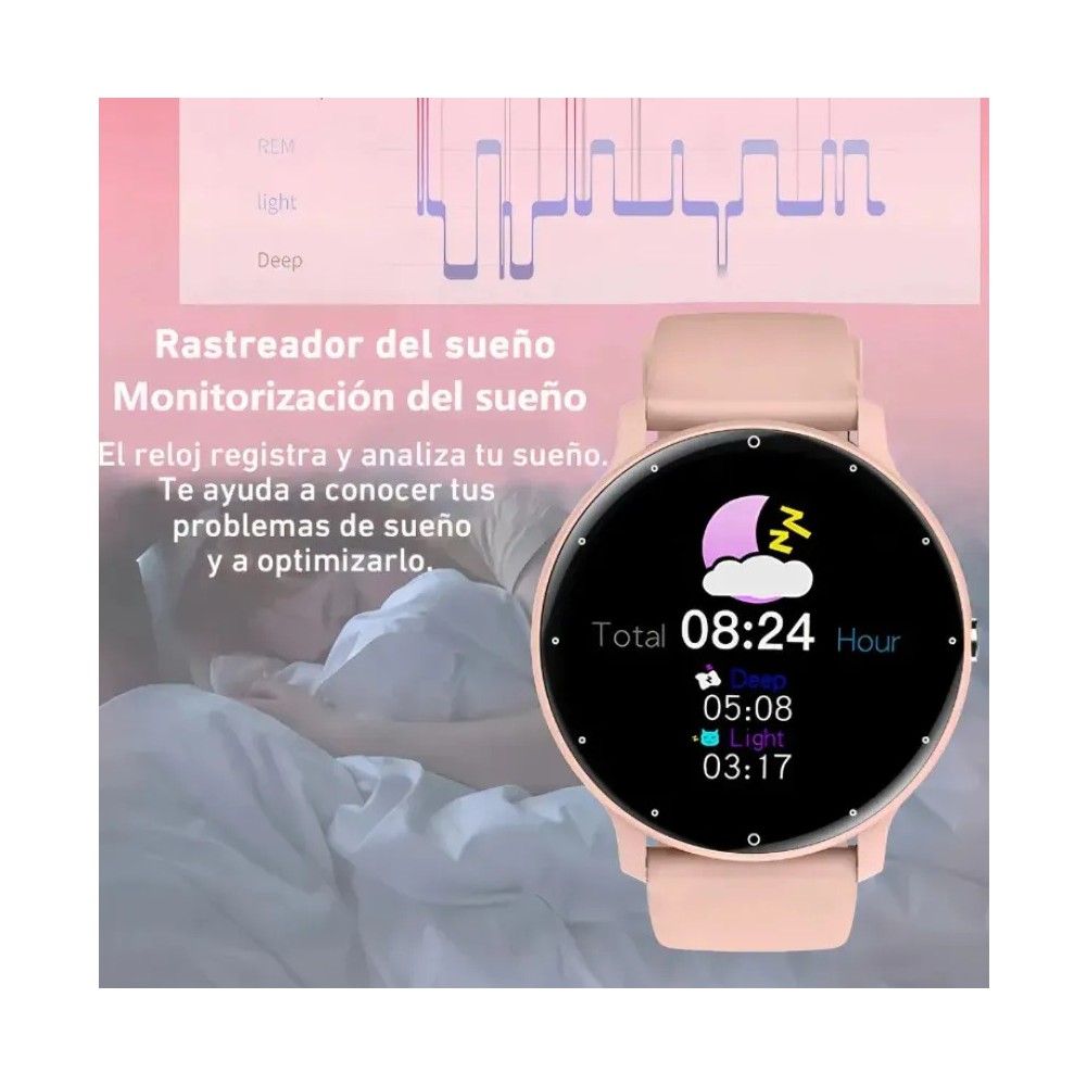 "Smartwatch Free Breath ZL02 caja rosa, malla rosa de silicona Rosa " image number null