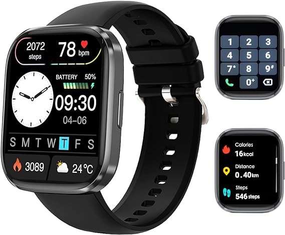 Lostrain Reloj Inteligente Hombre y Mujer,Smartwatch Deportivo 1.96" HD Pantalla t&aacute;ctil con Llamada Bluetooth,Pulsera Inteligente Impermeable IP68 Monitor De Frecuencia Card&iacute;aca/SPO2/Presi&oacute;n Arterial. image number null