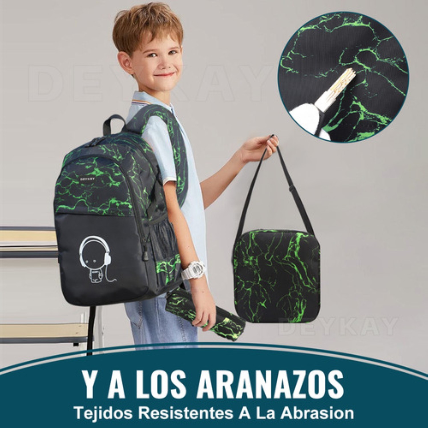 Set 3 Mochila Antirrobo Laptop Mochila Luminosa Gran Capacid NEGRO image number null
