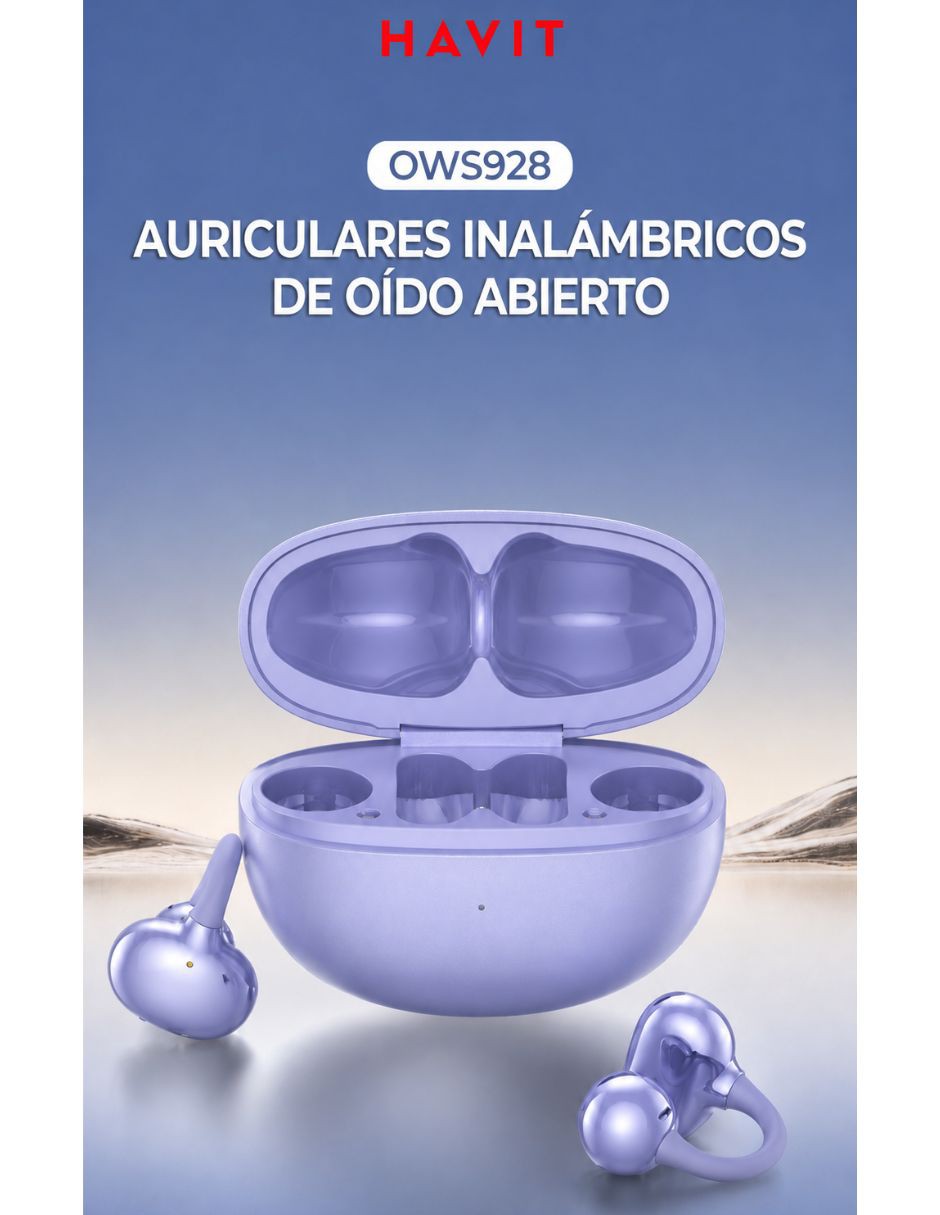Aud&iacute;fonos Open Ear Havit Bluetooth 5.4 Deportivos Morado image number null
