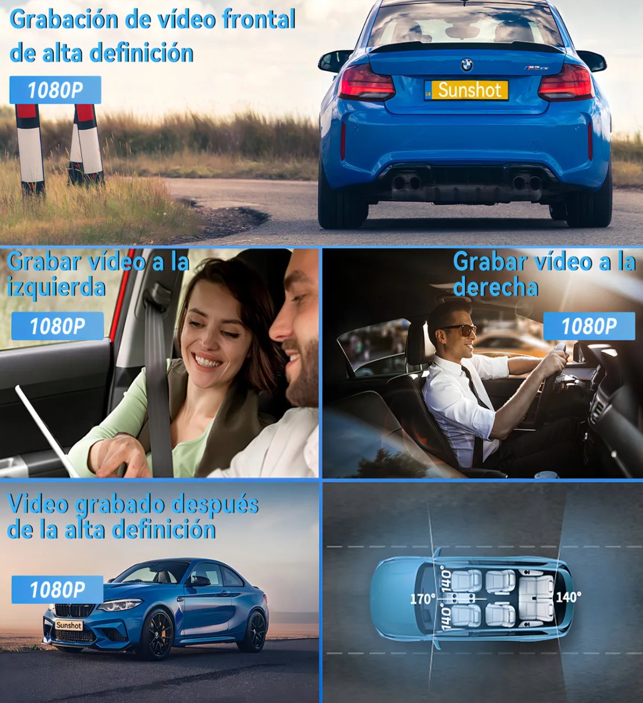 Sunshot 1080p c&aacute;mara para auto dash cam 4 c&aacute;mara wifi + 64gb se puede combinar con el m&oacute;dulo gps image number null