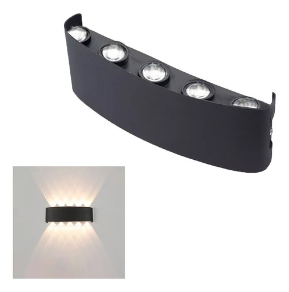 L&aacute;mpara Moderna Led De Pared De Luz C&aacute;lida 10w Para Exterior Negra image number null