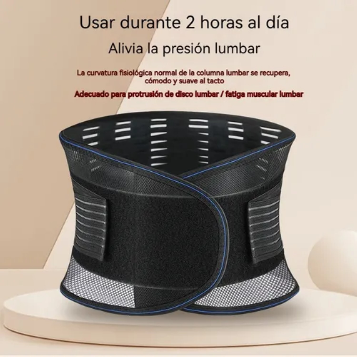 Faja Lumbar Transpirable Cintur&oacute;n Ortop&eacute;dico Apoyo Espalda negra tallaG image number null