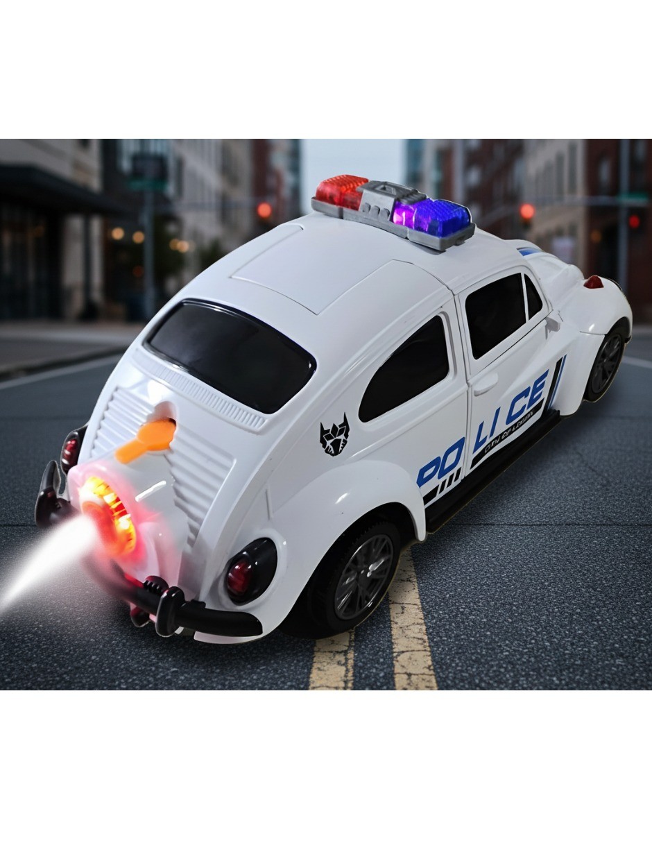 Carro De Pilas Transformable Con Vapor, Luz Y Sonido, Police Vocho image number null