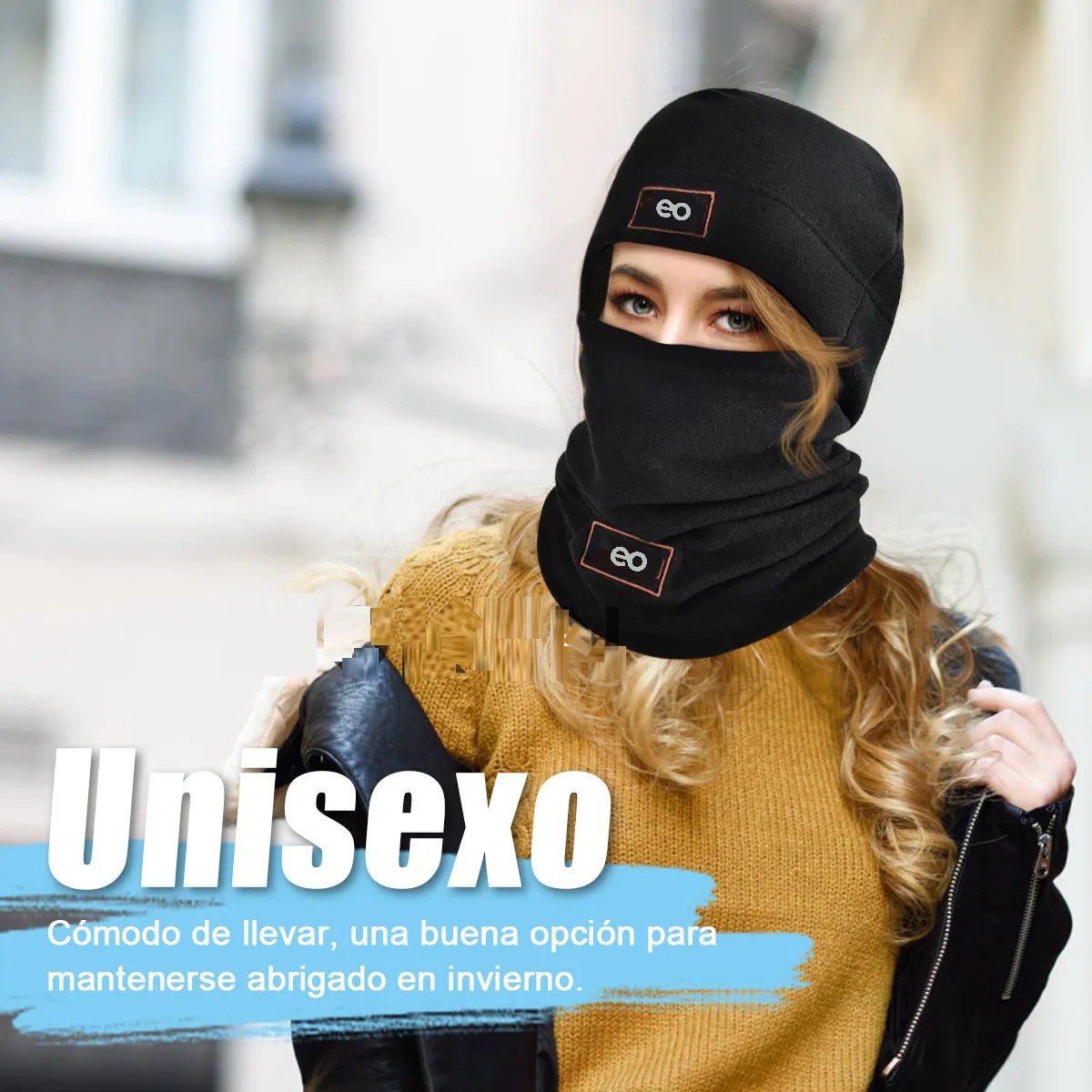 3en1 Gorro Bufanda Guantes Cuello Invierno Para Fr&iacute;o Unisex Negro image number null