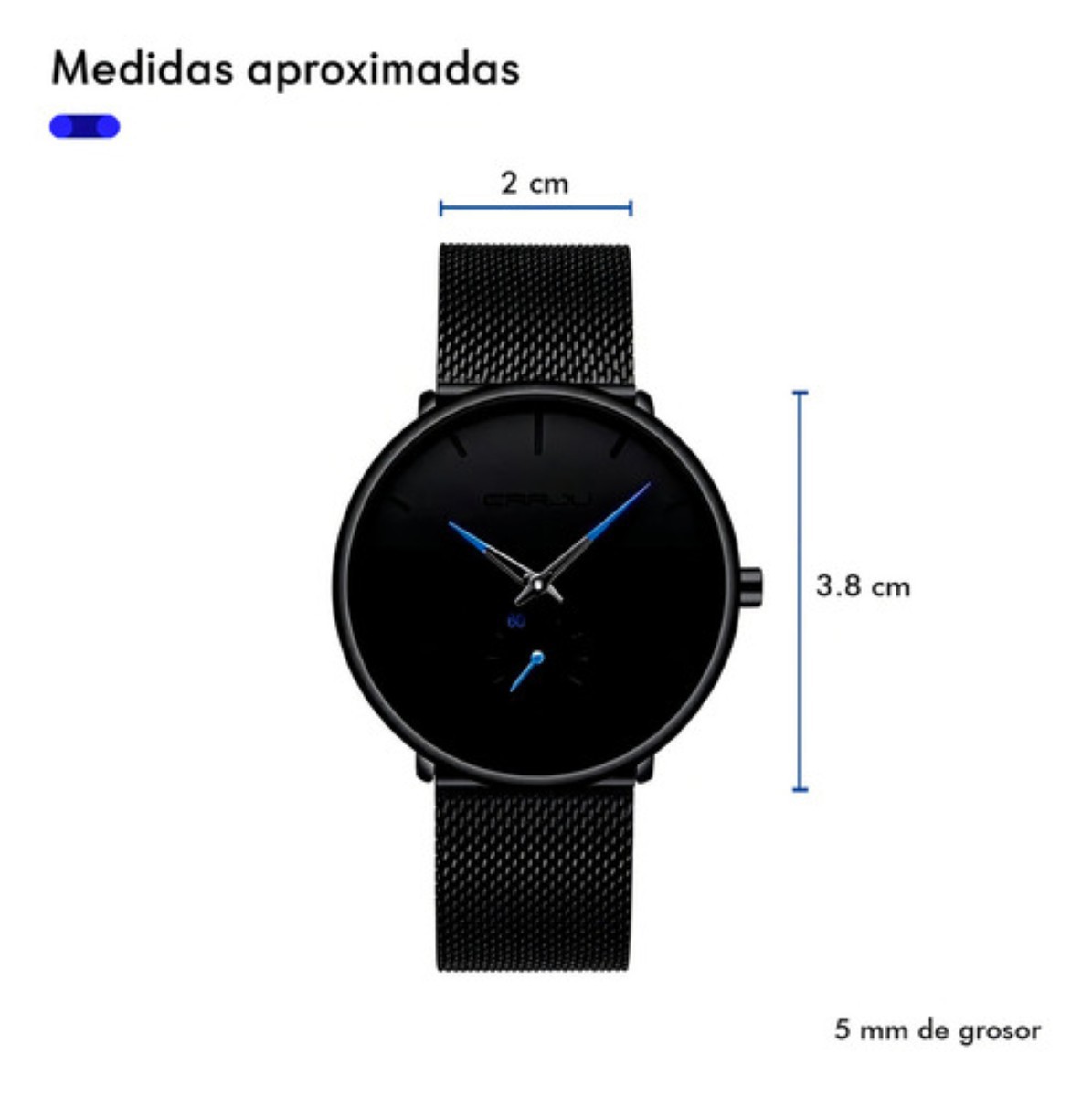 Reloj Crrju Hombre Dise&ntilde;o Ejecutivo Premium Color De La Correa Negra Con Azul image number null