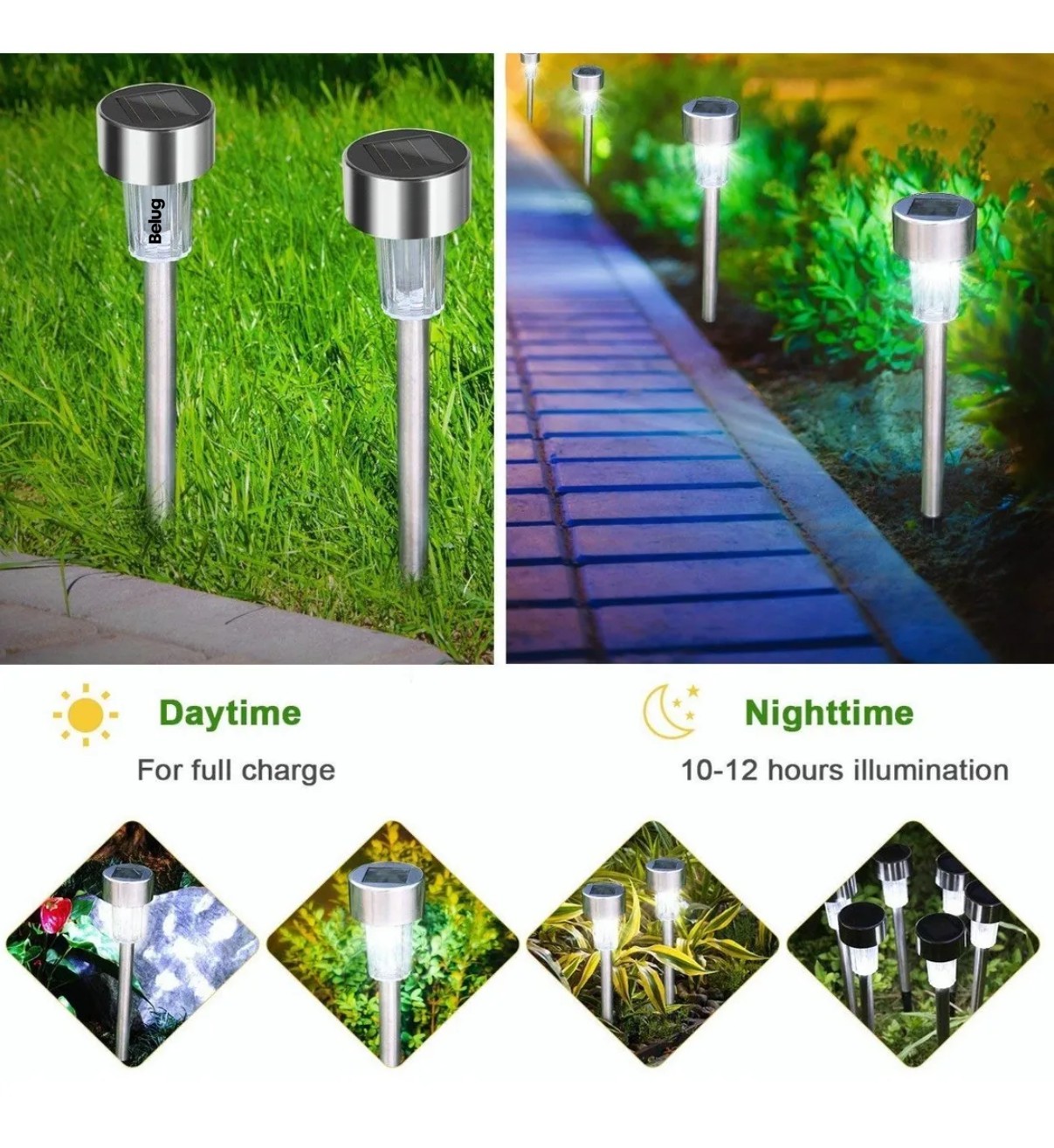 Luz Solar C&eacute;sped Jard&iacute;n Belug Aire Libre 10 Piezas Iluminaci&oacute;n image number null