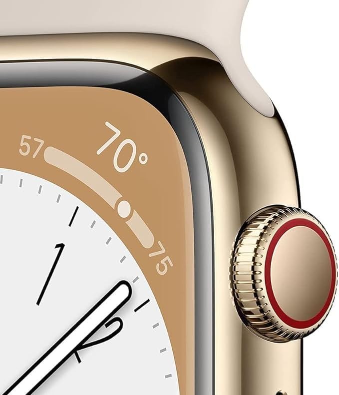 Apple Watch Series 8 Acero inoxidable Dorado 41 MM (GPS+WiFi)Correa Blanco Reacondicionado Garantizado image number null