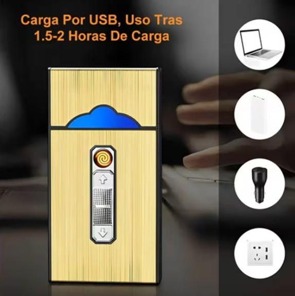 Cigarrera Con Encendedor 2 En 1 Recargable Usb Y 2 Filtro image number null